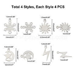 16Pcs 4 Style 201 Stainless Steel Pendants&nbsp;STAS-DC0001-69