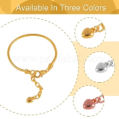 6Pcs 3 Color Brass Snake Chain Bracelets Set for Girl Women&nbsp;BJEW-SZ0001-80