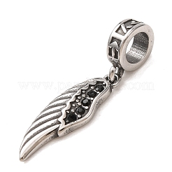 316 Surgical Stainless Steel & Rhinestone European Dangle Charms&nbsp;SA-CBA7555-16AS-02