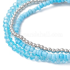 Glass & Brass Beads Multi-strand Bracelets&nbsp;BJEW-TA00638