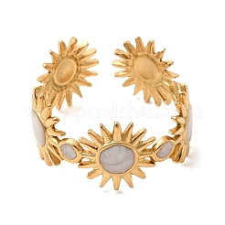 Sun 304 Stainless Steel Open Cuff Rings for Women&nbsp;RJEW-A091-20G