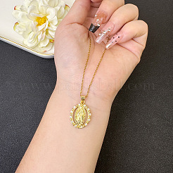 Brass Rhinestone Religion Virgin Mary Pendant Necklaces for Women&nbsp;FS-WGF6716-02