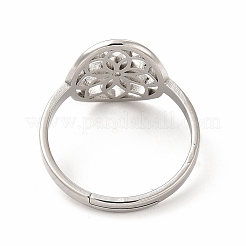 Non-Tarnish 304 Stainless Steel Flower Adjustable Ring for Women&nbsp;RJEW-B027-19P