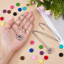 2 Sets Alloy Hollow Essential Oil Diffuser Perfume Locket Pendant 304 Stainless Steel Chain Necklaces&nbsp;NJEW-HS0001-22D