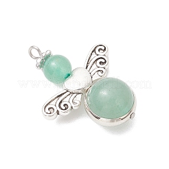 4Pcs 4 Styles Christmas Natural Carnelian & Green Aventurine & Rose Quartz & Amethyst Angel Pendants&nbsp;PALLOY-TA00288