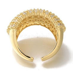 Rack Plating Brass Clear Cubic Zirconia Open Cuff Rings&nbsp;RJEW-S411-18G