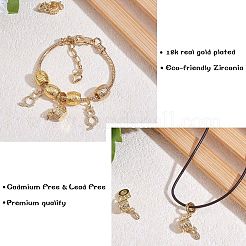 5Pcs Rack Plating Brass Micro Pave Clear Cubic Zirconia European Dangle Charms&nbsp;KK-SZ0002-37