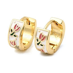 Flower Brass Hoop Earrings&nbsp;EJEW-D352-07G