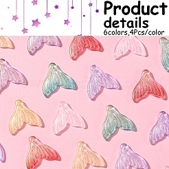 24Pcs 6 Colors Transparent Spray Painted Glass Pendants&nbsp;GLAA-FS0001-90