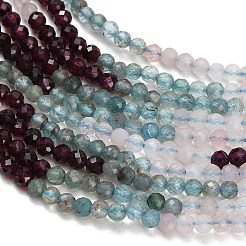 Gradient Color Natural Garnet & Quartz Crystal & Apatite Beads Strands&nbsp;GG-CBA1668-A05-3mm