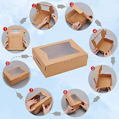 Rectangle Kraft Paper Storage Gift Boxes with Clear Visible Window&nbsp;CON-WH0095-89