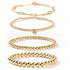 Adjustable Handmade Brass Round Beaded Stretch Bracelet Set for Women&nbsp;TC8995
