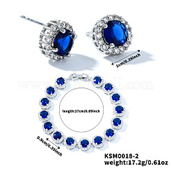 Vintage Elegant Brass Cubic Zirconia Stud Earring & Bracelets Set&nbsp;HH8827-2