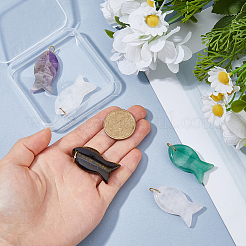 5Pcs Natural Gemstone Pendants&nbsp;PALLOY-FH00190