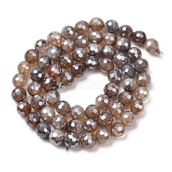 Electroplated Natural Agate Beads Strands&nbsp;G-B191-A07-6mm-12