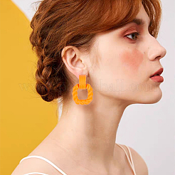 9 Pairs 9 Colors Acrylic Twist Rectangle Dangle Stud Earrings with Sterling Silver Pins for Women&nbsp;EJEW-AN0004-05