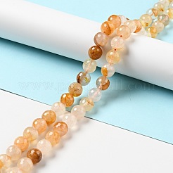 Natural Yellow Hematoid Quartz/Golden Healer Quartz Beads Strands&nbsp;G-E571-34C