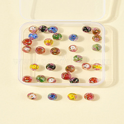 32Pcs 7 Colors Handmade Gold Sand Lampwork Beads&nbsp;LAMP-FS0001-30