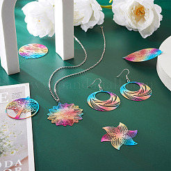 32Pcs 8 Style 430 Stainless Steel Filigree Pendants&nbsp;STAS-BY0001-10