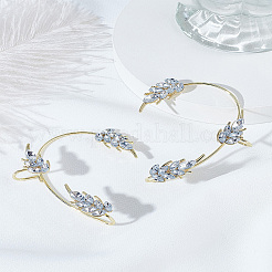 2Pcs 2 Styles Leaf Alloy Micro Pave Clear Cubic Zirconia Cuff Earrings&nbsp;EJEW-LP0013-19G