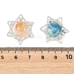 4Pcs 4 Colors Natural Dyed Green Jade & Apatite & Amethyst & Apatite Copper Wire Glass Wrapped Pendants&nbsp;PALLOY-TA00430