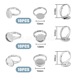 30Pcs 3 Style Brass Pad Ring Settings&nbsp;KK-FH0006-35