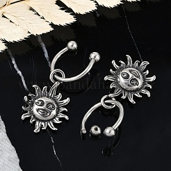 Sun 316 Surgical Stainless Steel Dangle Half Hoop Earrings for Women&nbsp;EJEW-G416-47AS