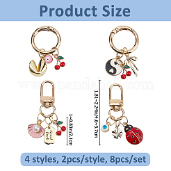 8Pcs 4 Styles Alloy Enamel Pendant Decorations&nbsp;HJEW-FH00255