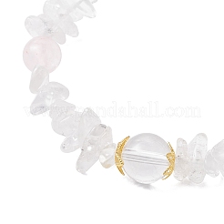 Natural Quartz Crystal & Rose Quartz Beaded Stretch Bracelets for Women&nbsp;BJEW-JB12305-02