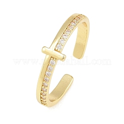 Brass Micro Pave Cubic Zirconia Cuff Open Rings&nbsp;CU-Z002-02G