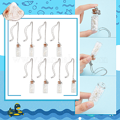 8Pcs 8 Style Glass Sea Wish Bottle with Natural Trumpet Shell Pendant Necklaces Set&nbsp;NJEW-AB00005