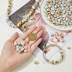 180Pcs 3 Style Floral Printed Porcelain Beads&nbsp;PORC-HY0001-09