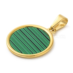 Resin Imitation Malachite Flat Round Pendants&nbsp;STAS-R229-13A-G