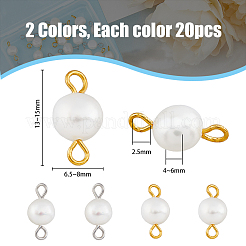 40Pcs 2 Colors Natural Freshwater Pearl Connector Charms&nbsp;PALLOY-AB00067