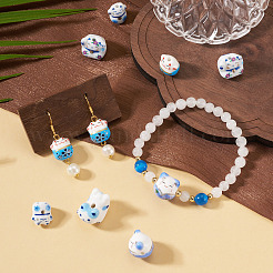 10Pcs 5 Styles Handmade Printed Porcelain Beads&nbsp;PORC-TA0001-81