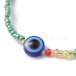 Evil Eye Resin & Glass Beaded Stretch Bracelet&nbsp;BJEW-JB09491