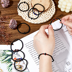 15Pcs 3 Colors Adjustable Polyester Braided Bead Bracelets&nbsp;BJEW-DC0001-11