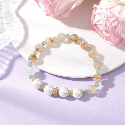 3Pcs Natural Green Aventurine & Citrine & Amethyst & White Jade Imitation Morganite Beaded Stretch Bracelets for Women&nbsp;BJEW-JB11932