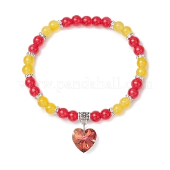 Baking Paint Imitation Jade Glass Round Beaded Charm Bracelets&nbsp;BJEW-JB11737-06