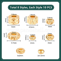 80Pcs 8 Styles Rack Plating Brass Spacer Beads&nbsp;KK-PH0006-28