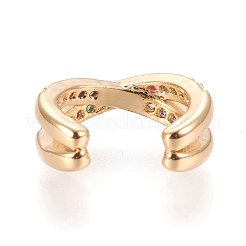 Brass Micro Pave Cubic Zirconia Cuff Earrings&nbsp;X-EJEW-M195-02G