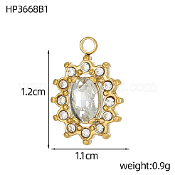 304 Stainless Steel Cubic Zirconia Charms&nbsp;STAS-OY003-99G-01