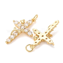 Brass Pave Clear Cubic Zirconia Pendants&nbsp;CU-CBA2907-01B-G