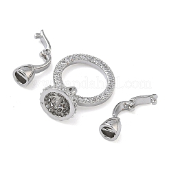 Ring Brass Micro Pave Clear Cubic Zirconia Fold Over Clasps&nbsp;KK-Z143-15P