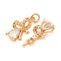 Brass Micro Pave Clear Cubic Zirconia Pendants&nbsp;CU-CBAEC99-25G