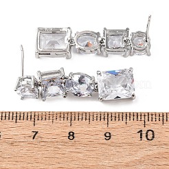 Rectangle Brass Micro Pave Cubic Zirconia Dangle Stud Earrings&nbsp;EJEW-C174-06P