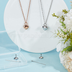 2Pcs 2 Colors 304 Stainless Steel Heart Urn Ashes Necklaces&nbsp;NJEW-CN0001-28A