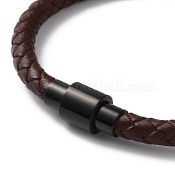 Leather Braided Round Cord Bracelet&nbsp;BJEW-F460-02EB