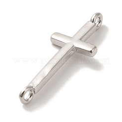 Rack Plating Brass Religion Cross Connector Charms Links&nbsp;KK-U027-04P
