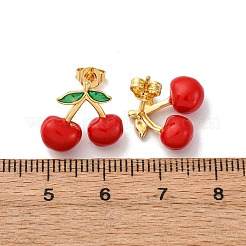 Brass Enamel Stud Earrings&nbsp;EJEW-D322-06G-03